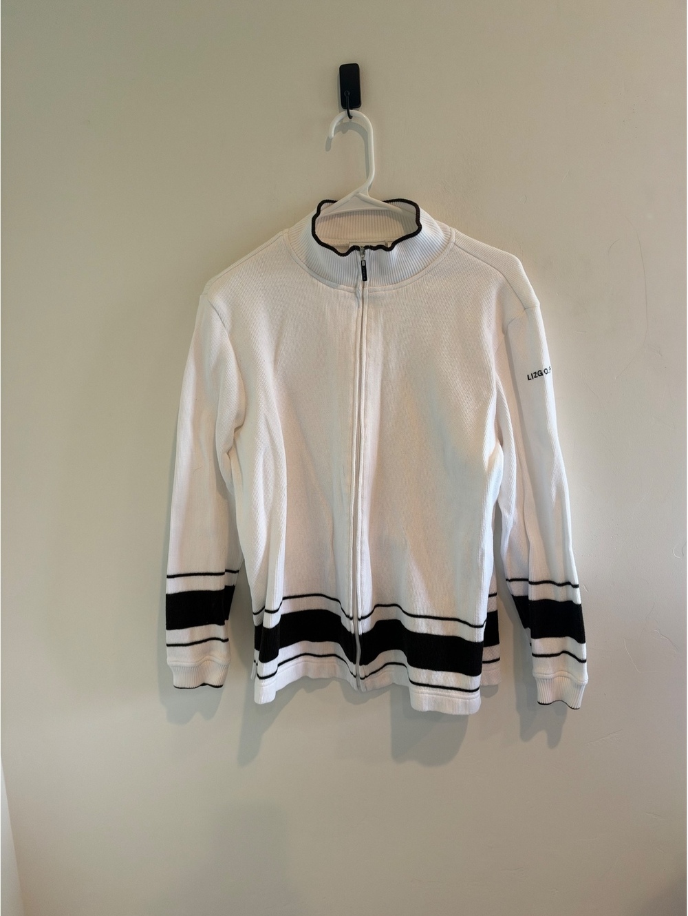 Lizgolf by Liz Claiborne Women’s White Full Zip Golf Sweater Jacket Size Medium